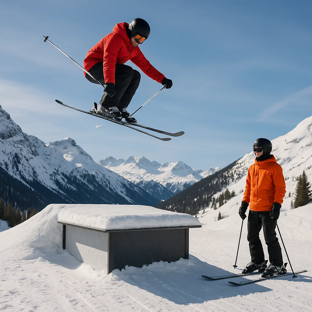 Skier Performs a Jump