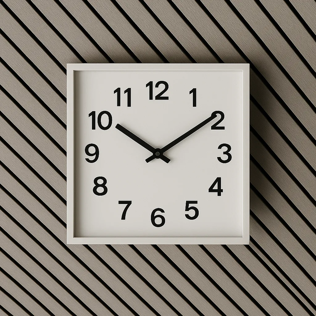 Square Wall Clock with Minimalistic Black Hands