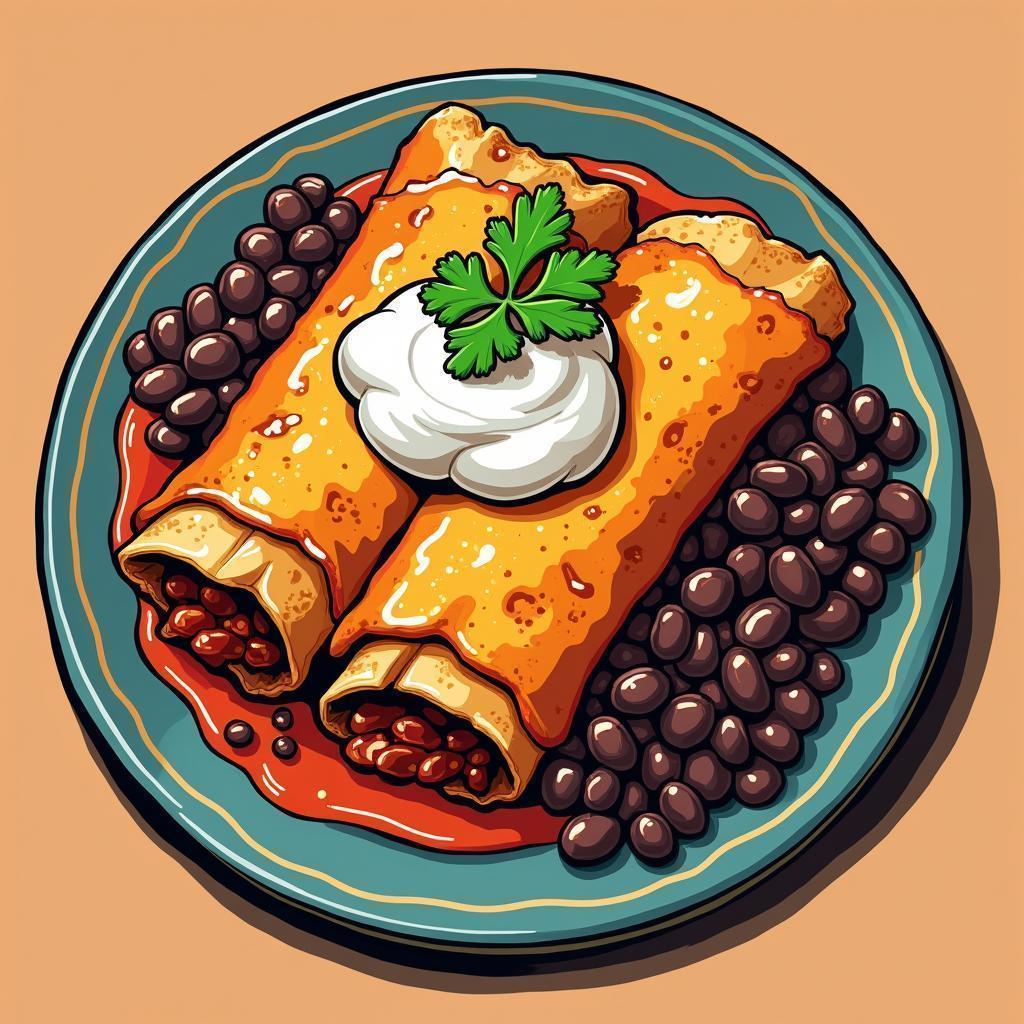 Manga Enchiladas Crowned With Sour Cream