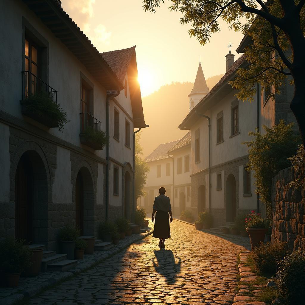 Medieval Town Waking to Summer Light