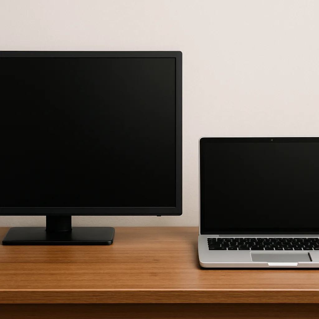 Black Television Set Positioned on a Wooden Desk