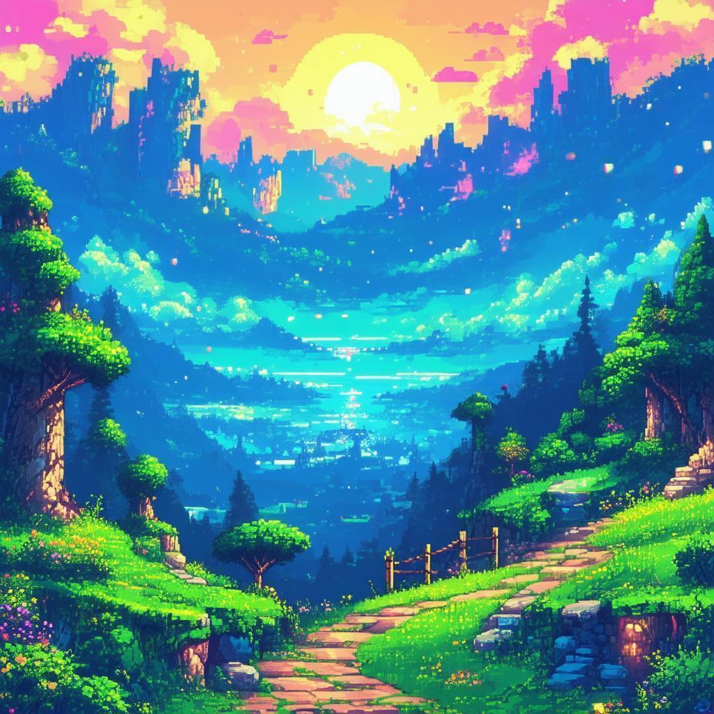 Nostalgic Pixel Realm of Magic Landscapes