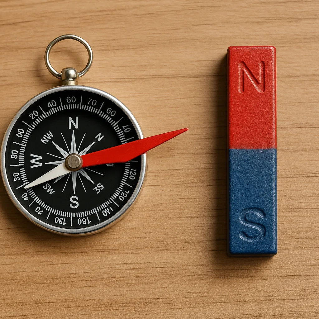 Strong Magnet Placed Nearby Causes the Needle of a Compass