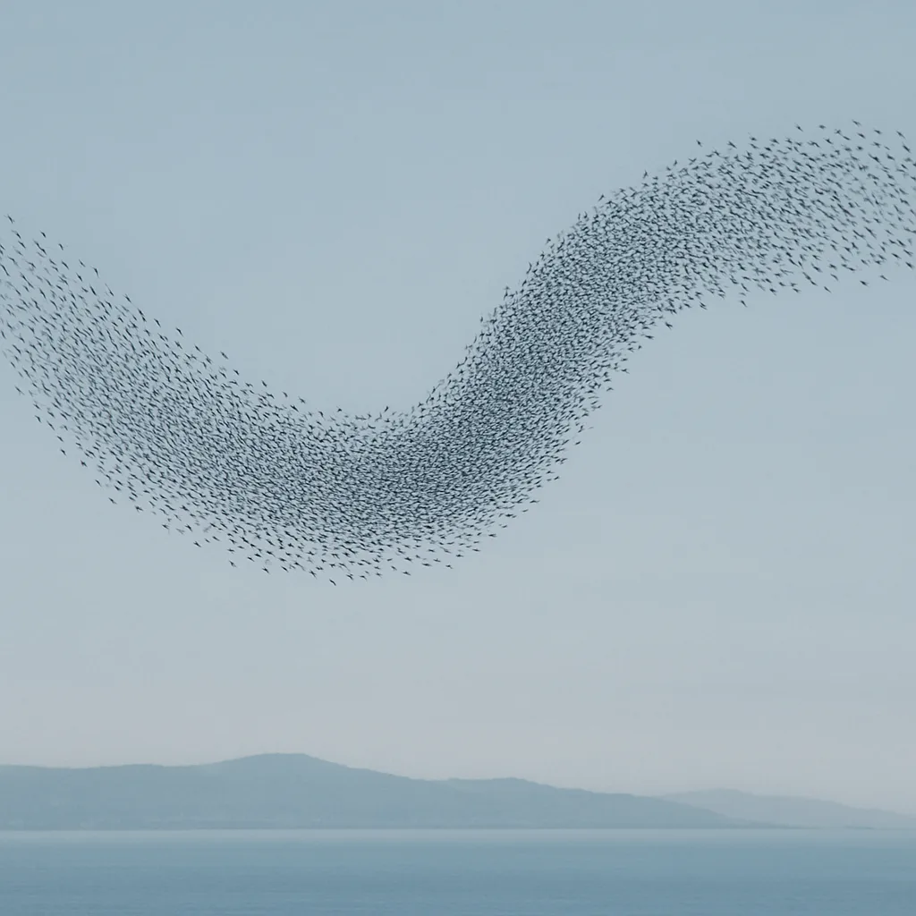 Vast Flock of Migratory Birds Forms a Dynamic