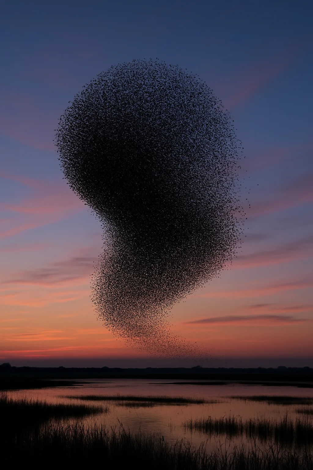 Immense Flock of Starlings Creates