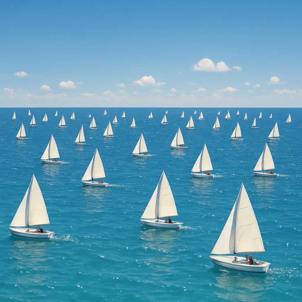 Numerous Tiny Sailboats