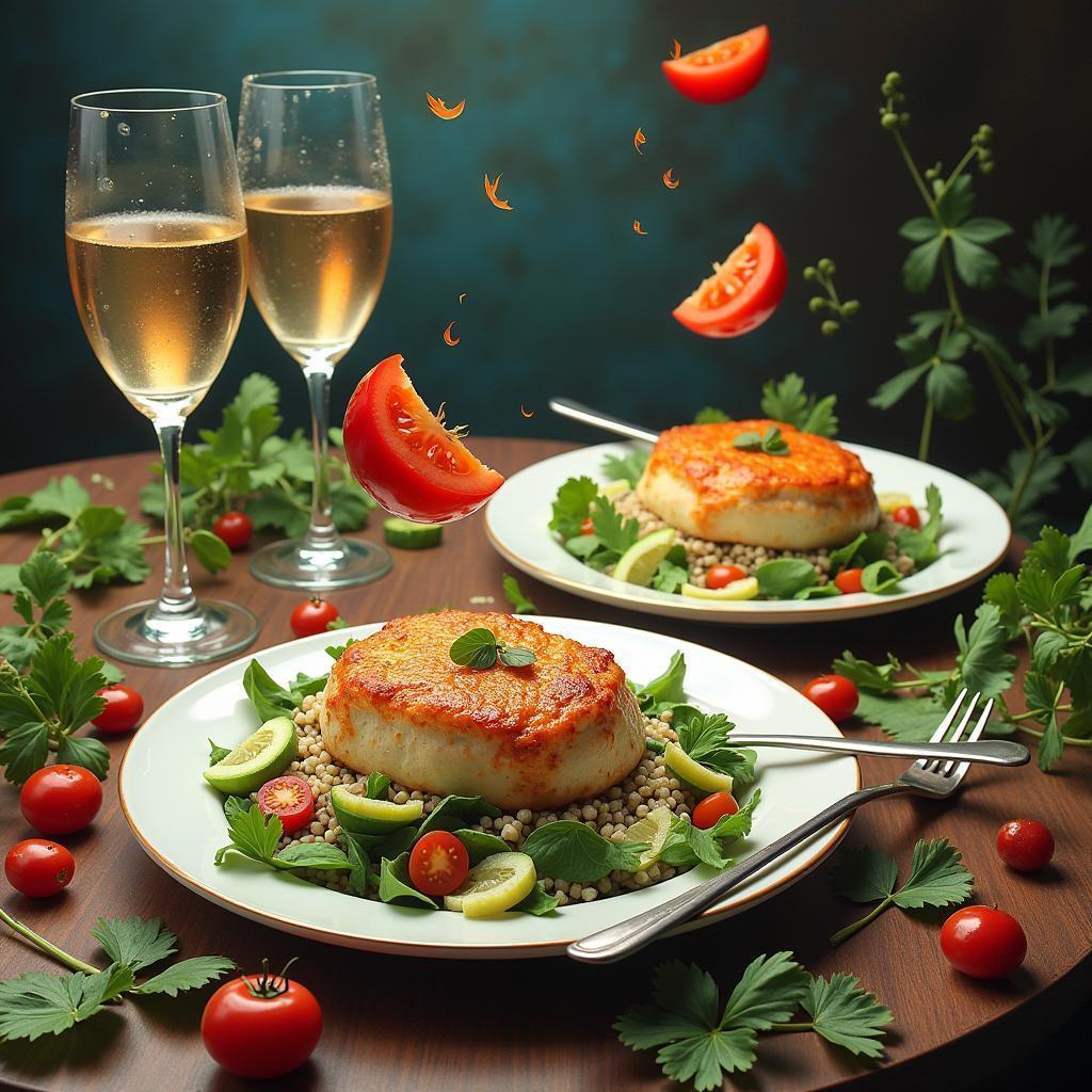 Surreal Tuna Plates in a Dreamlike Studio