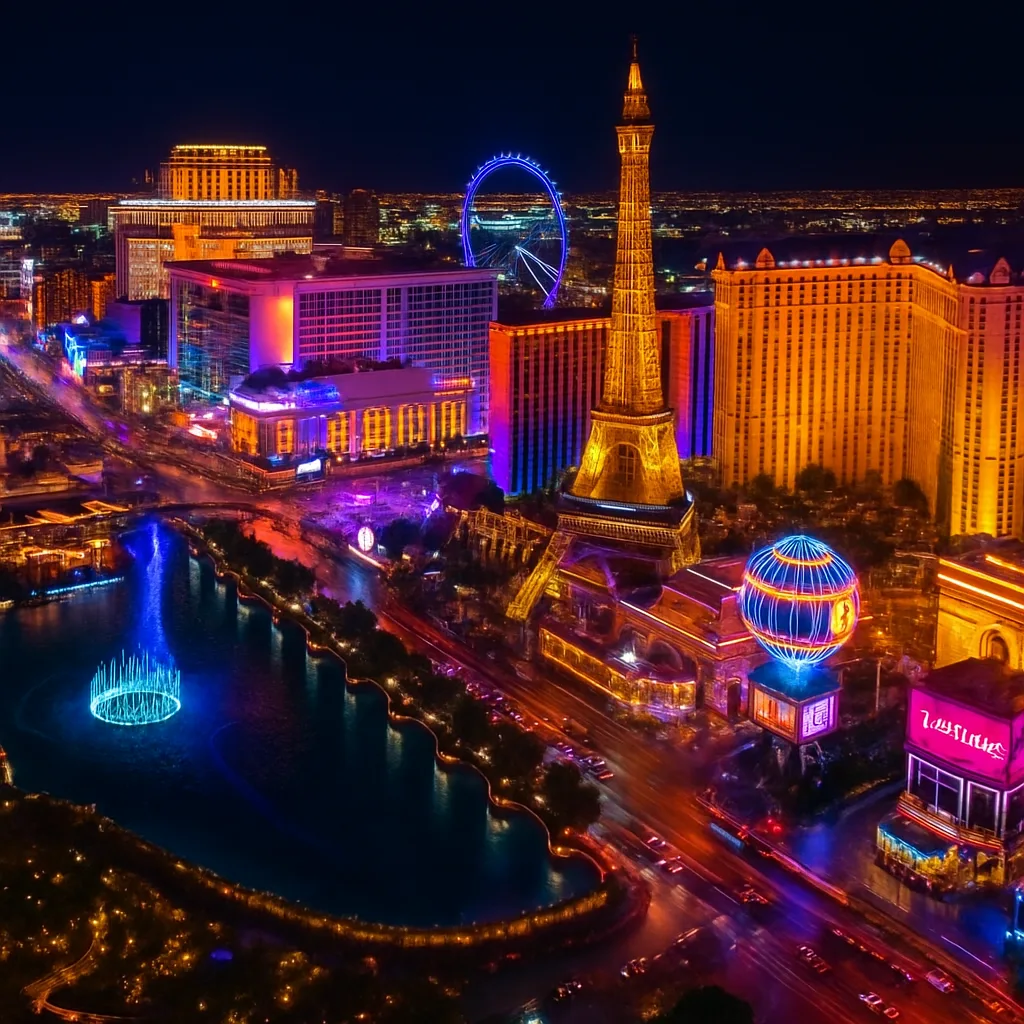 Vibrant Aerial View of the Las Vegas Strip at Night