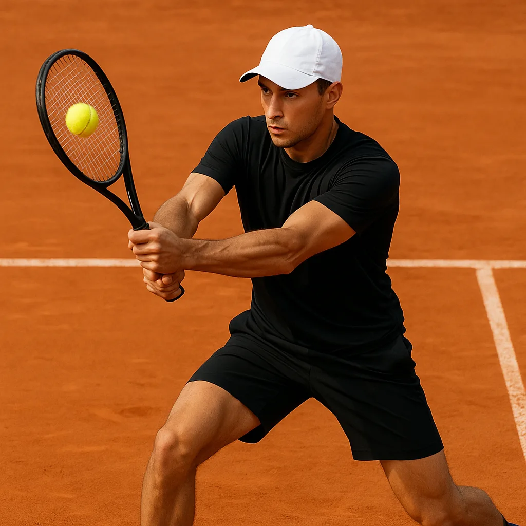 Tennis Player Wearing a Black Outfit