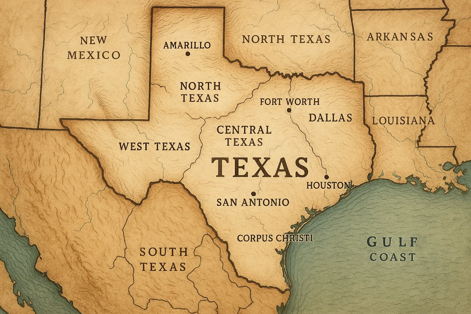 Comprehensive Depiction of Texas That Highlights its Significant Cities