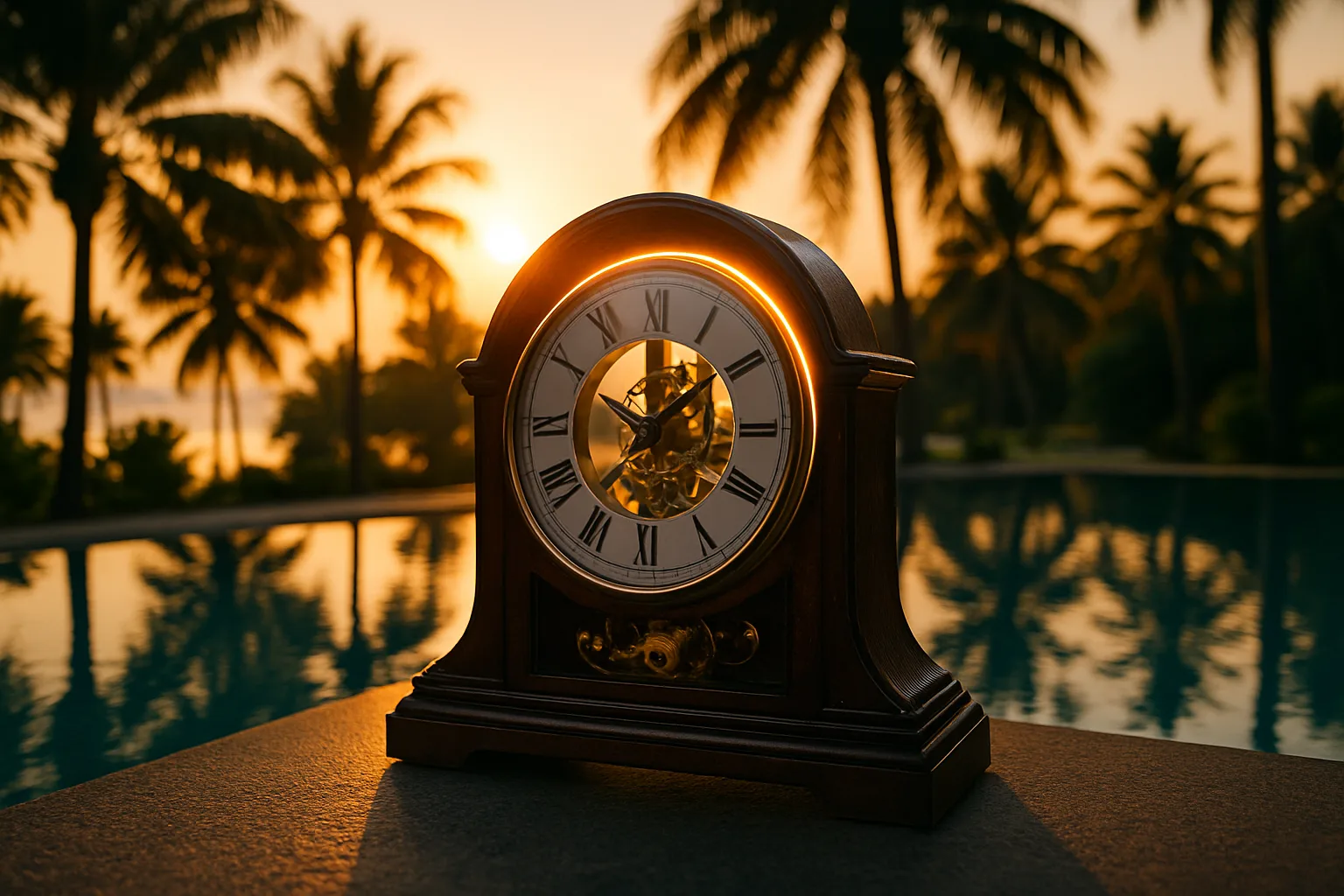 Single Mantelpiece Clock—its Polished Hardwood Body