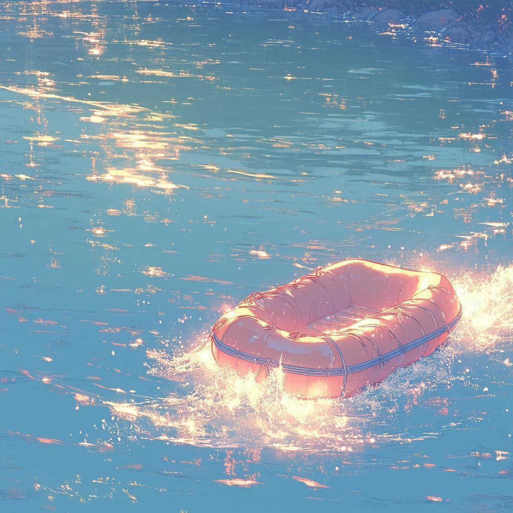Pastel Anime Raft Sinking Down the River