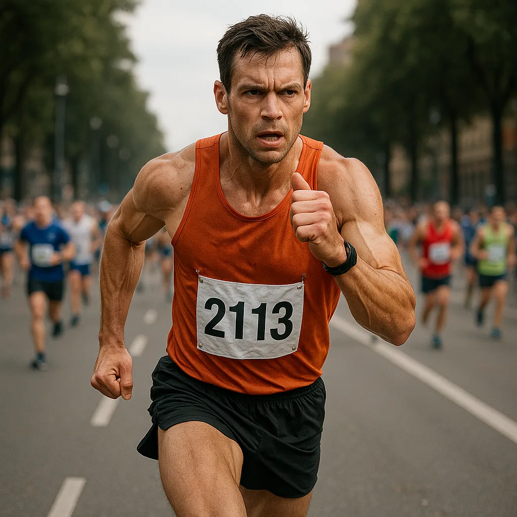 Persistent Marathon Runner Striving Ahead