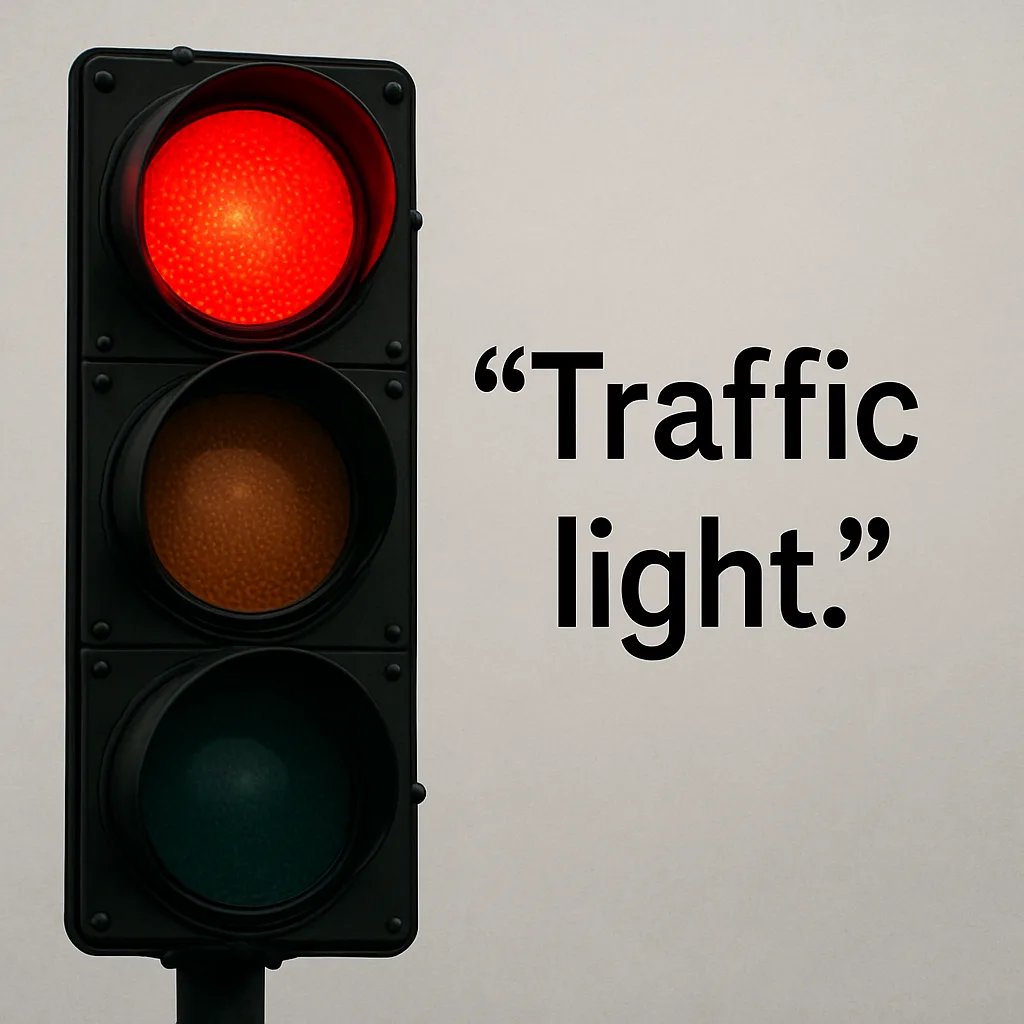 Provide a One-word Sentence Related to Traffic Lights