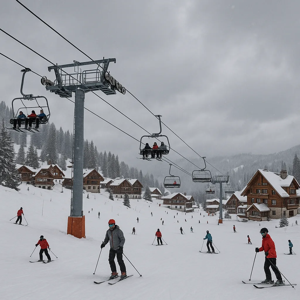 Snowy Ski Resort with a Ski Lift