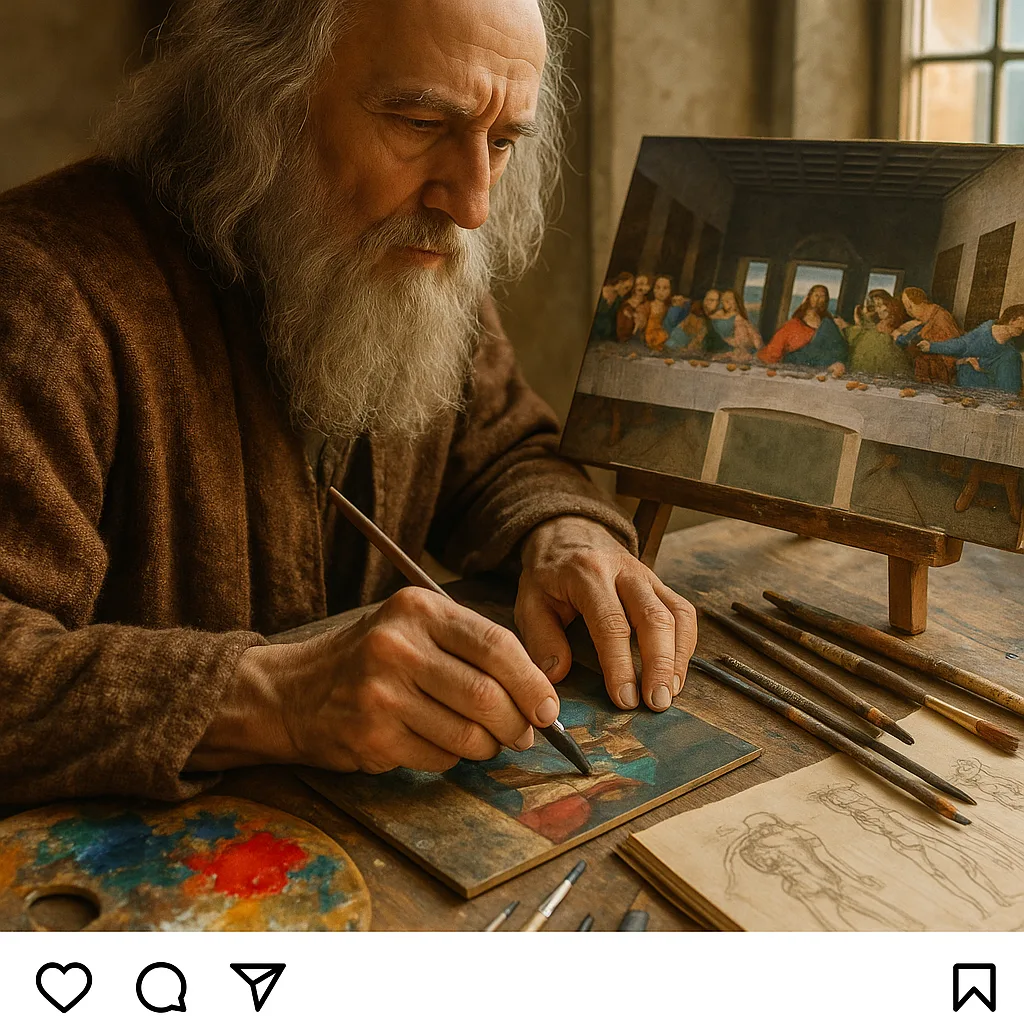 Leonardo Da Vinci Shares a Lively Instagram Post