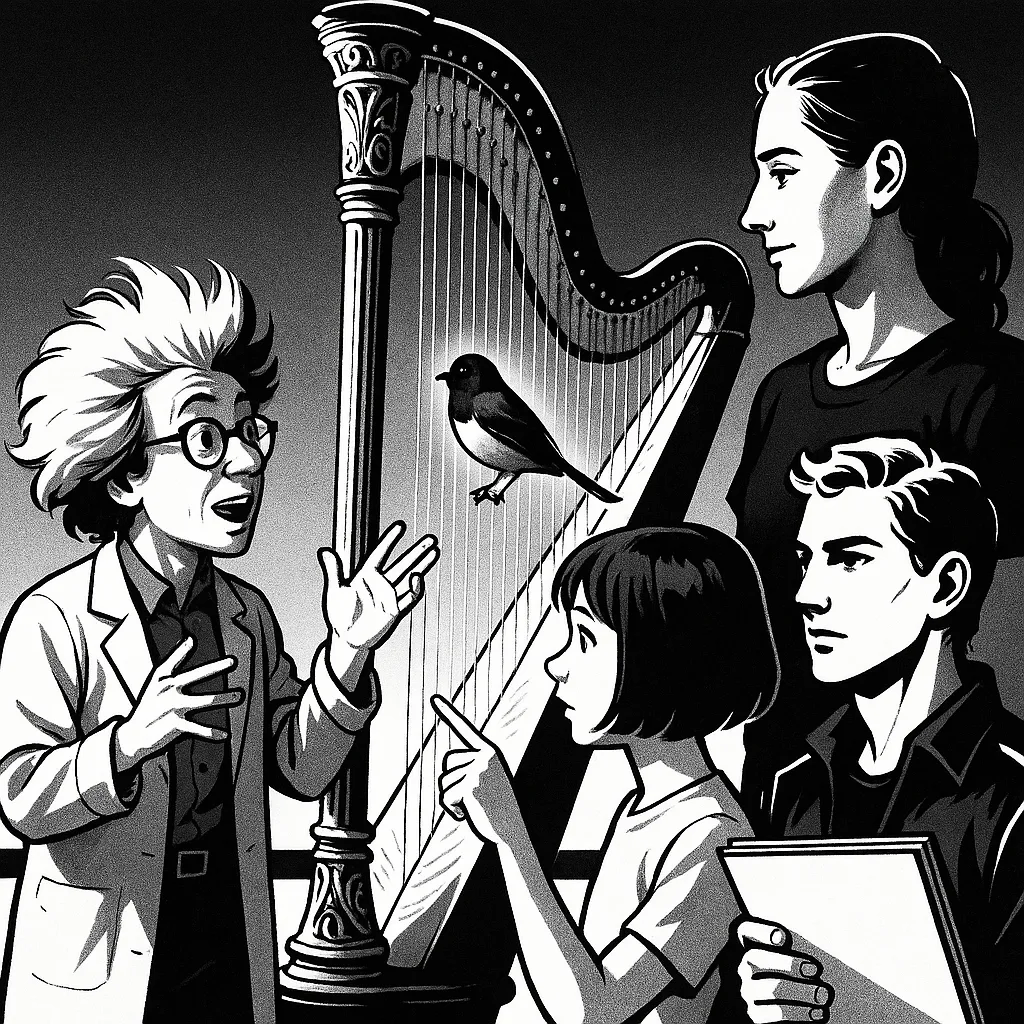 Ornate Harp Establish Strong Vertical Lines