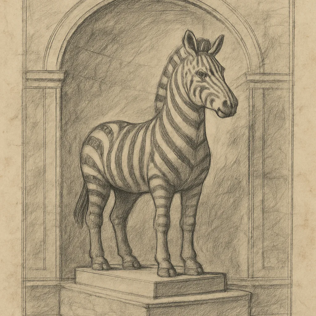 Image Scan of a Drawing Depicting a Mural Featuring