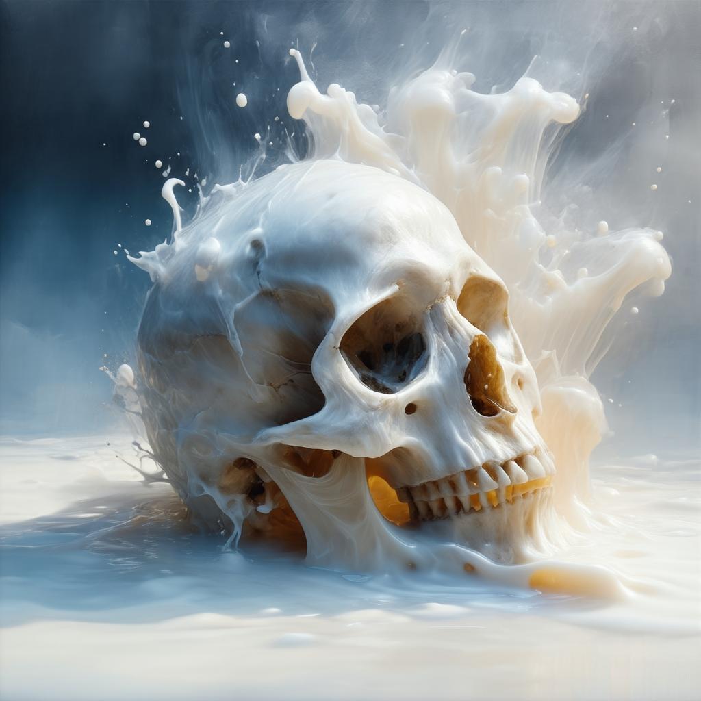 Skull Floating in a Glass of Milk