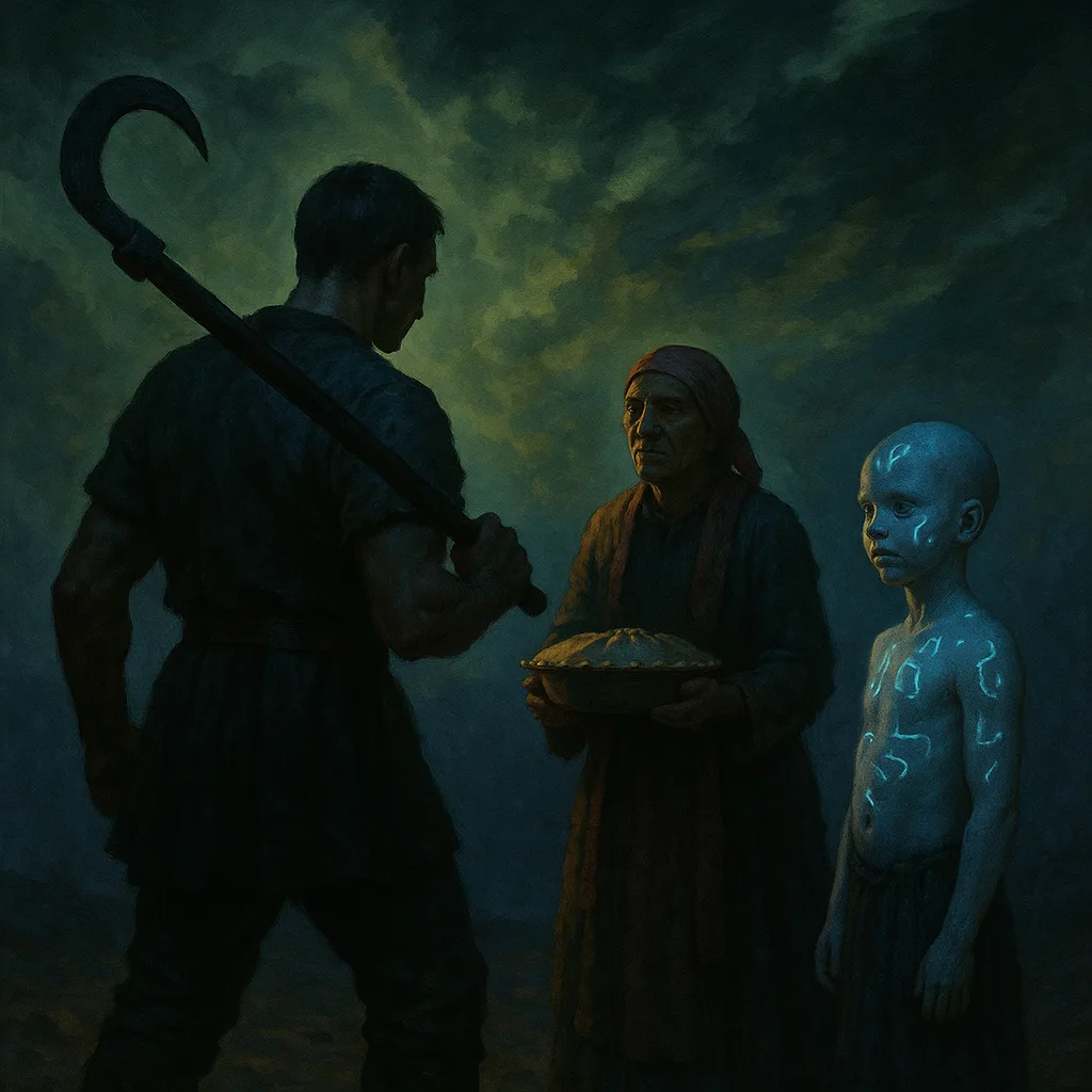 Under Dramatic Uplighting Against Strange Toxic Skies