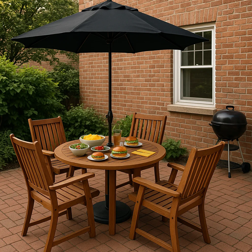 Brick Patio Featuring Wooden Chairs