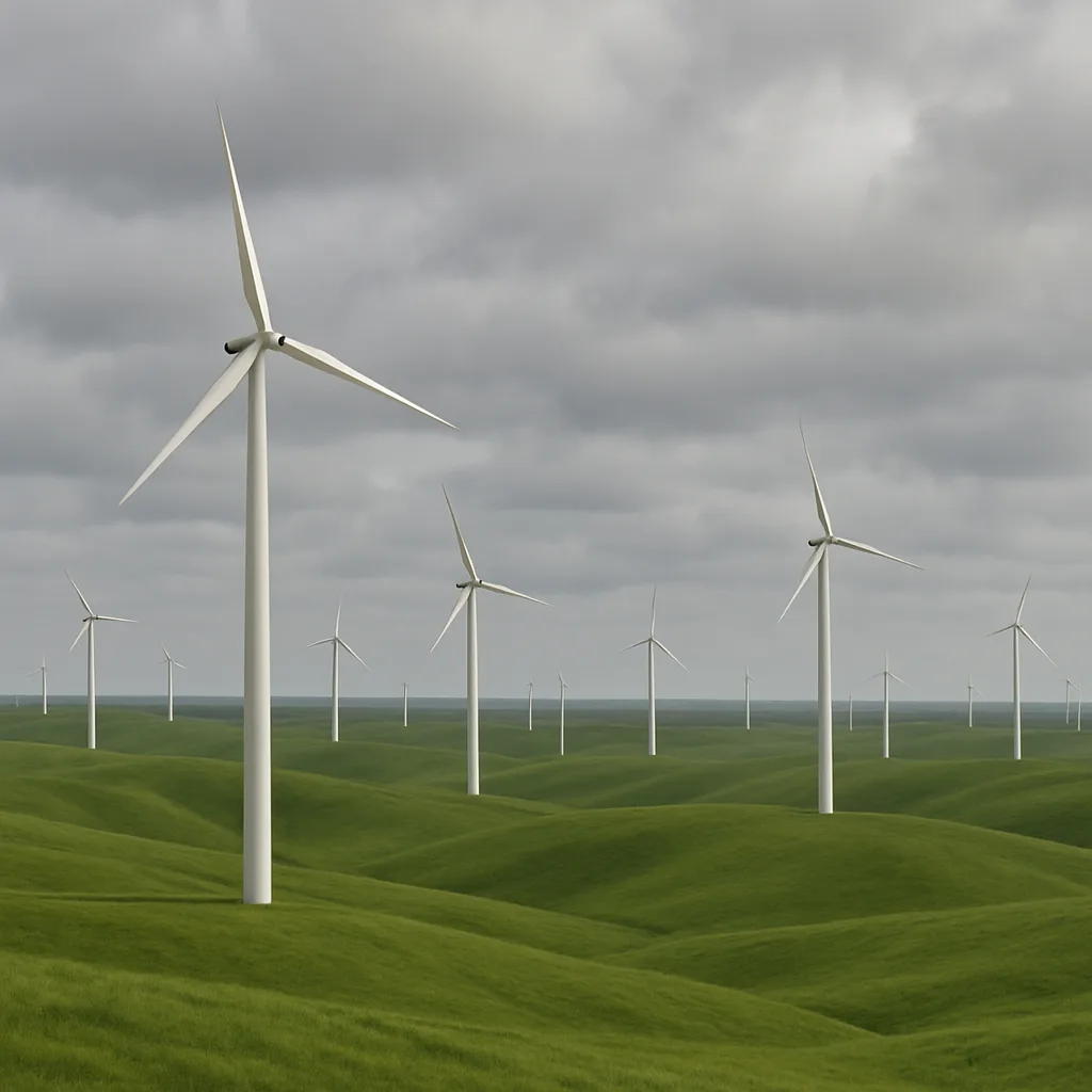 Many Distant Wind Turbines