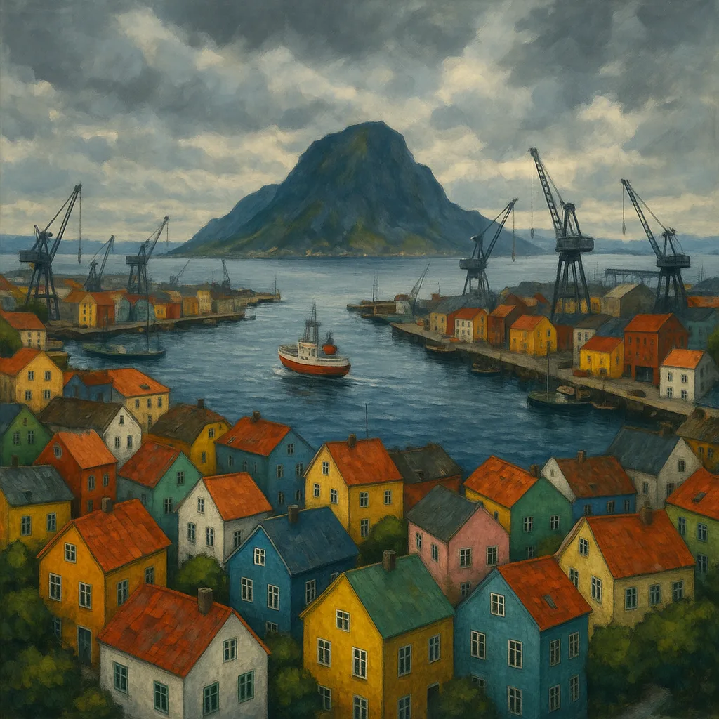 Coastal Town with Colorful Houses