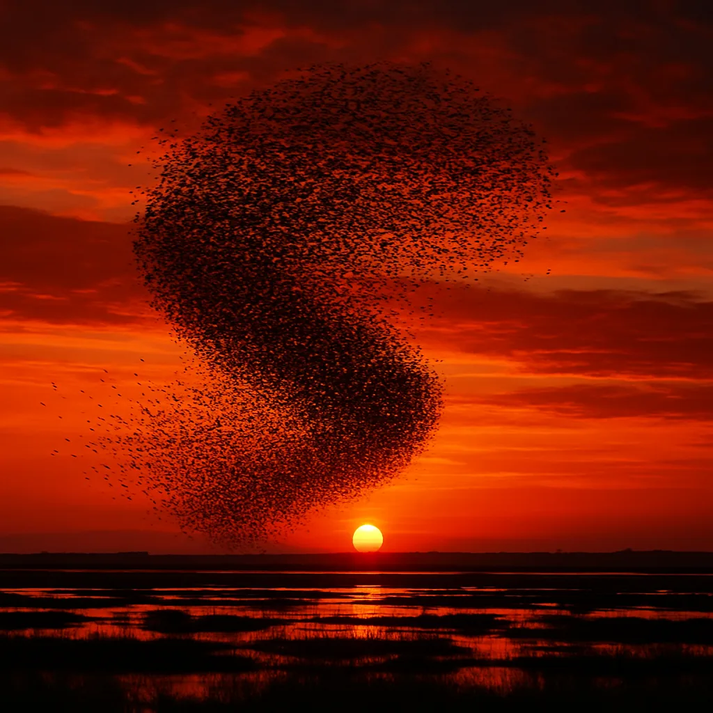 Vast Flock of Migrating Birds Forms