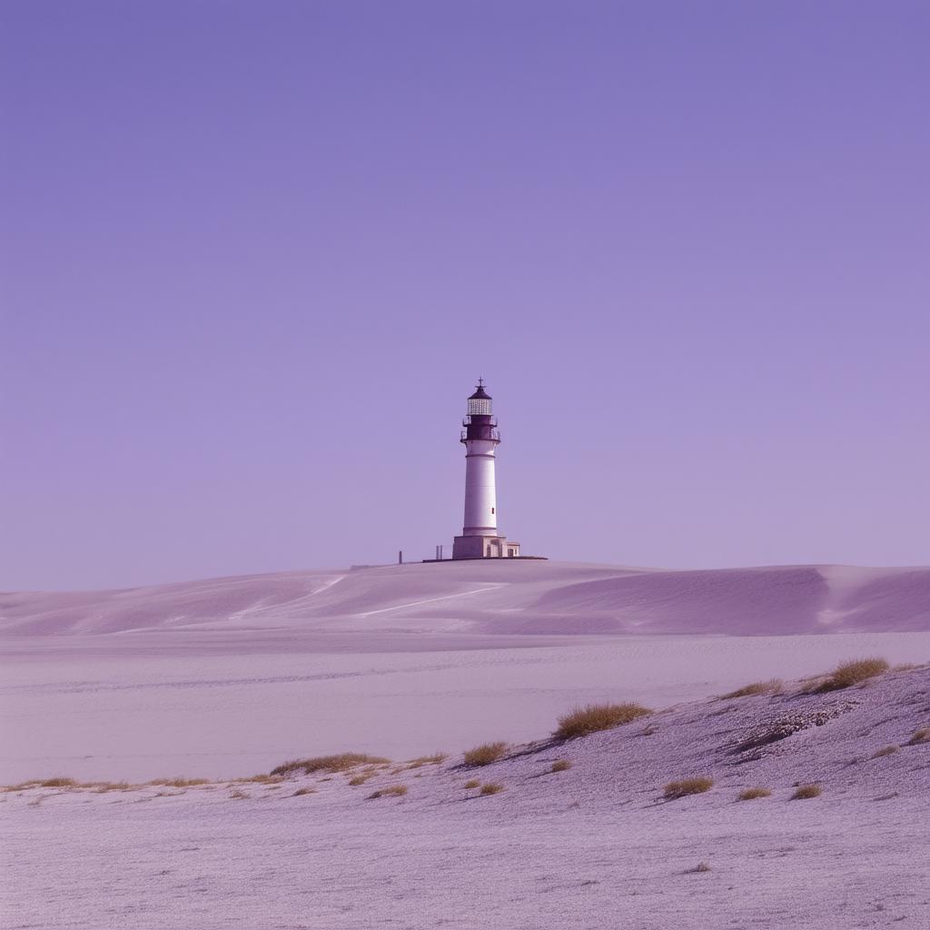 Minimalist Lighthouse in a Purple Desert