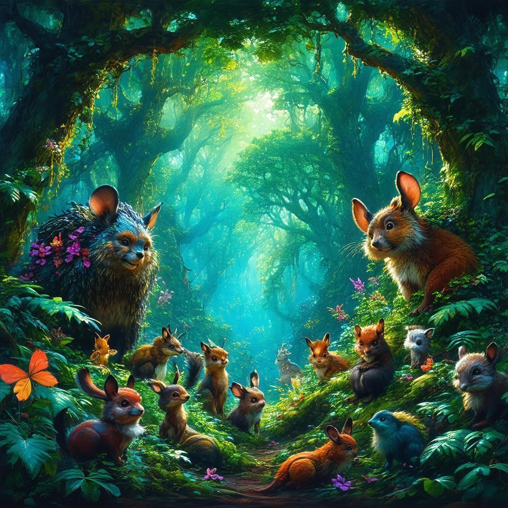 Whimsical Creature Symposium in Cinematic Forest