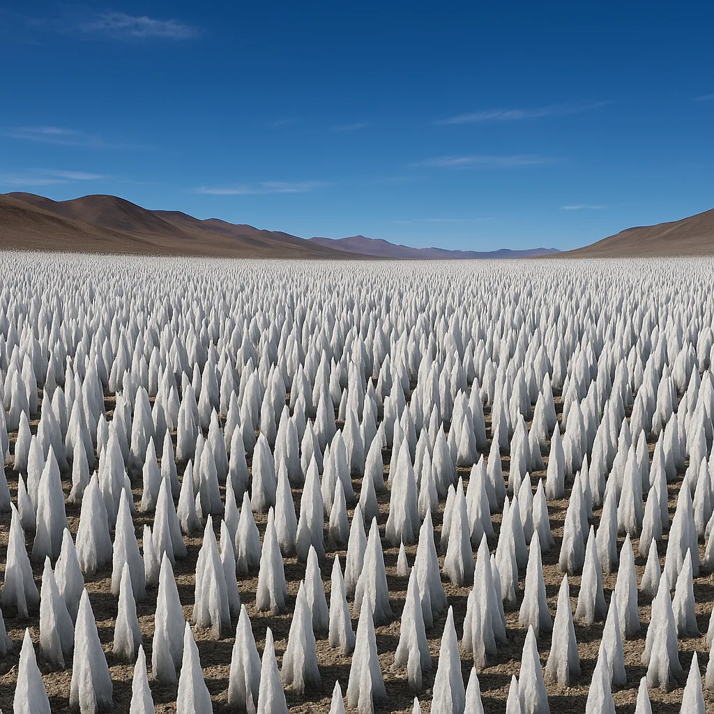 Thousands of Slender Ice Spires