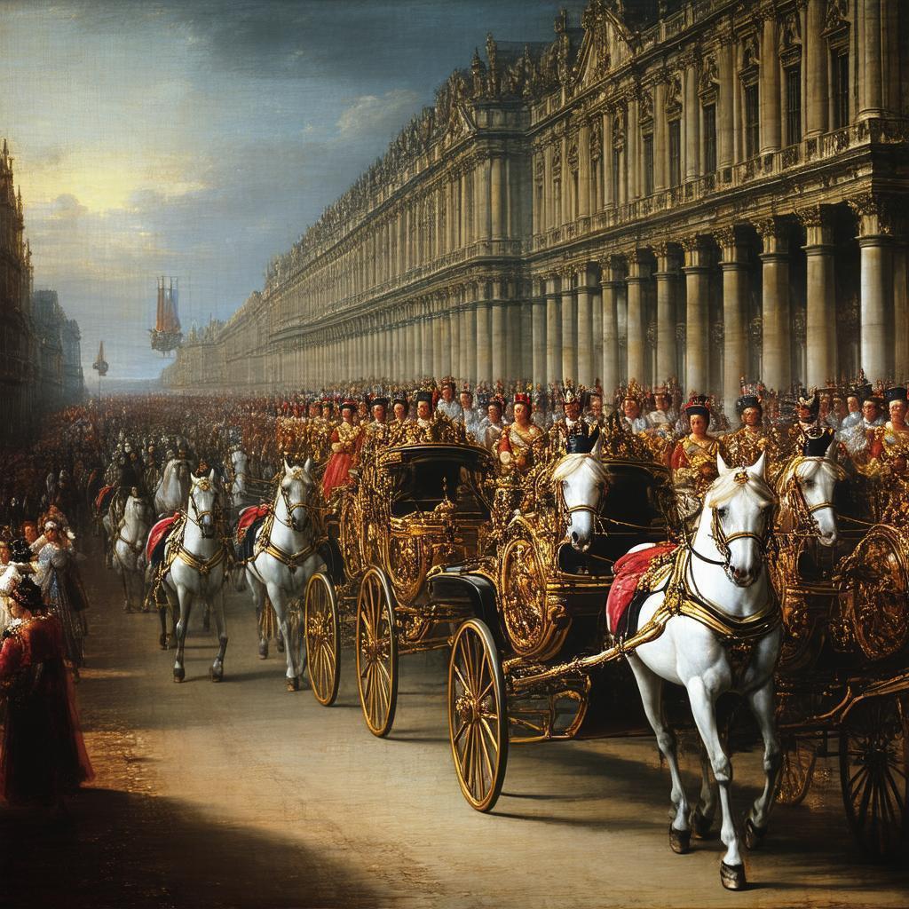 Baroque Parade of Ornate Golden Carriages