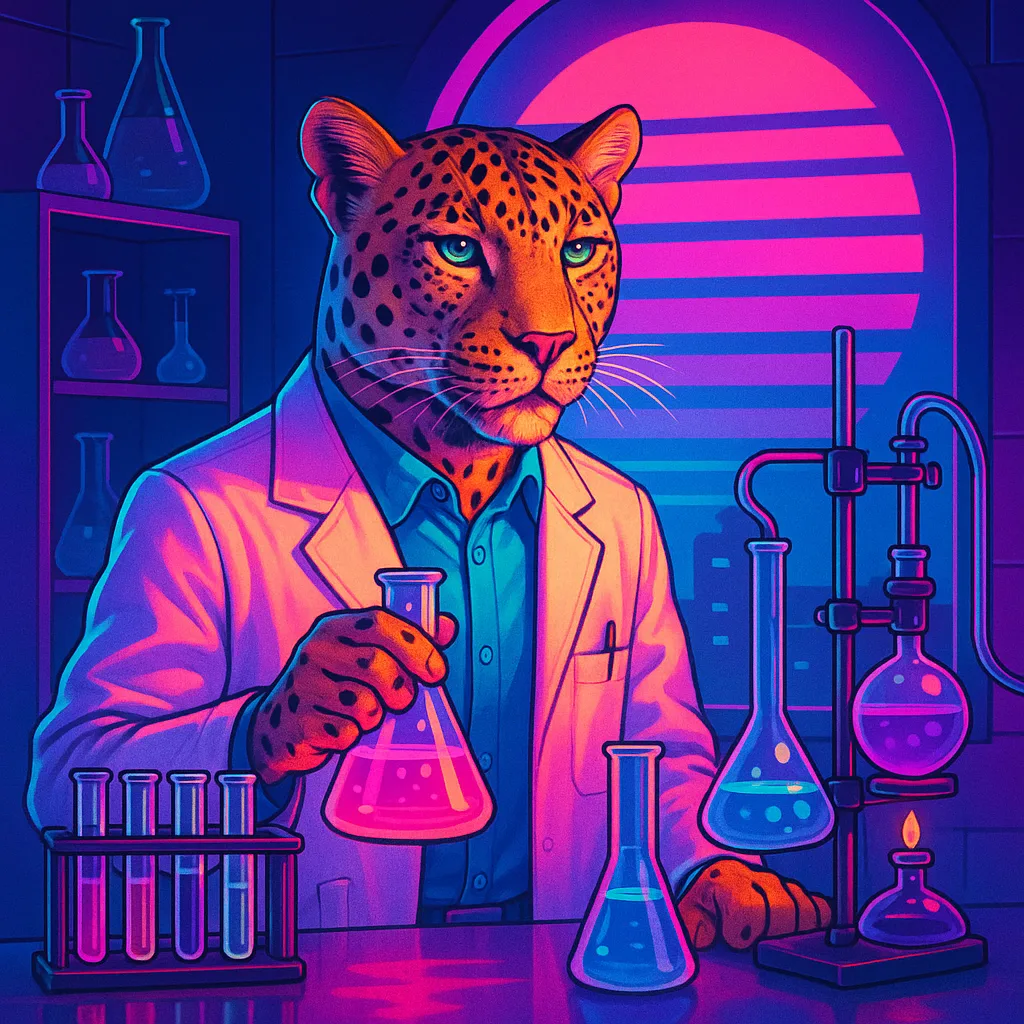 Digital Art Featuring a Leopard Dressed in a Lab Coat