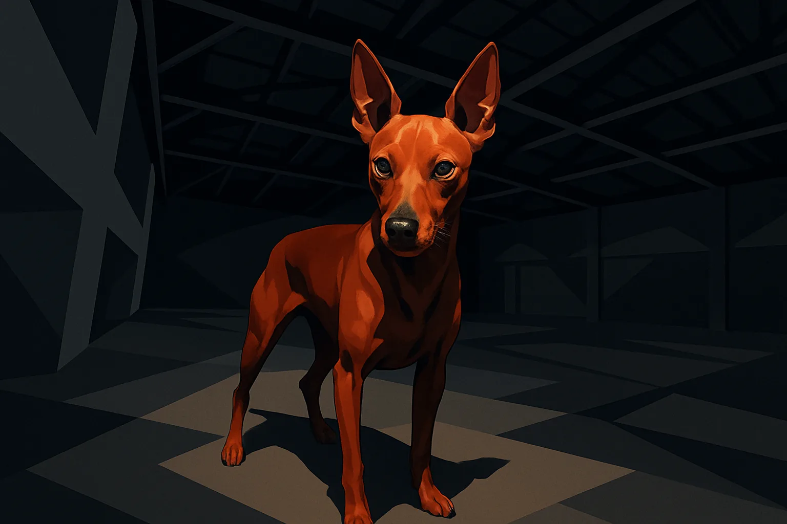 Single Sleek Miniature Pinscher of the Stag Red Variant