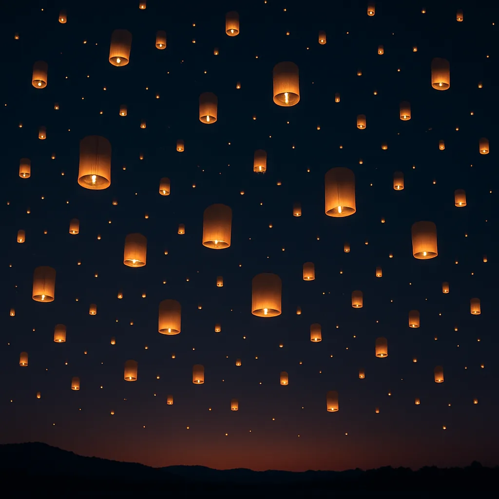 Hundreds of Glowing Paper Lanterns Ascend Gracefully