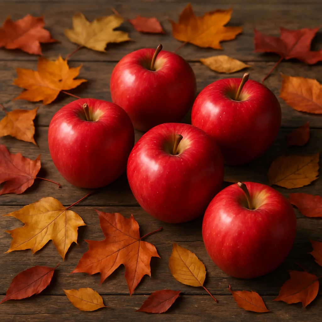 Autumn Leaves Scattered Around a Rustic Wooden Table