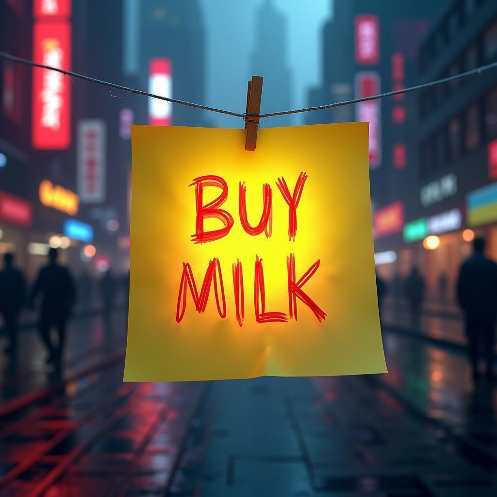 Buy Milk Sticky Note Over Future City