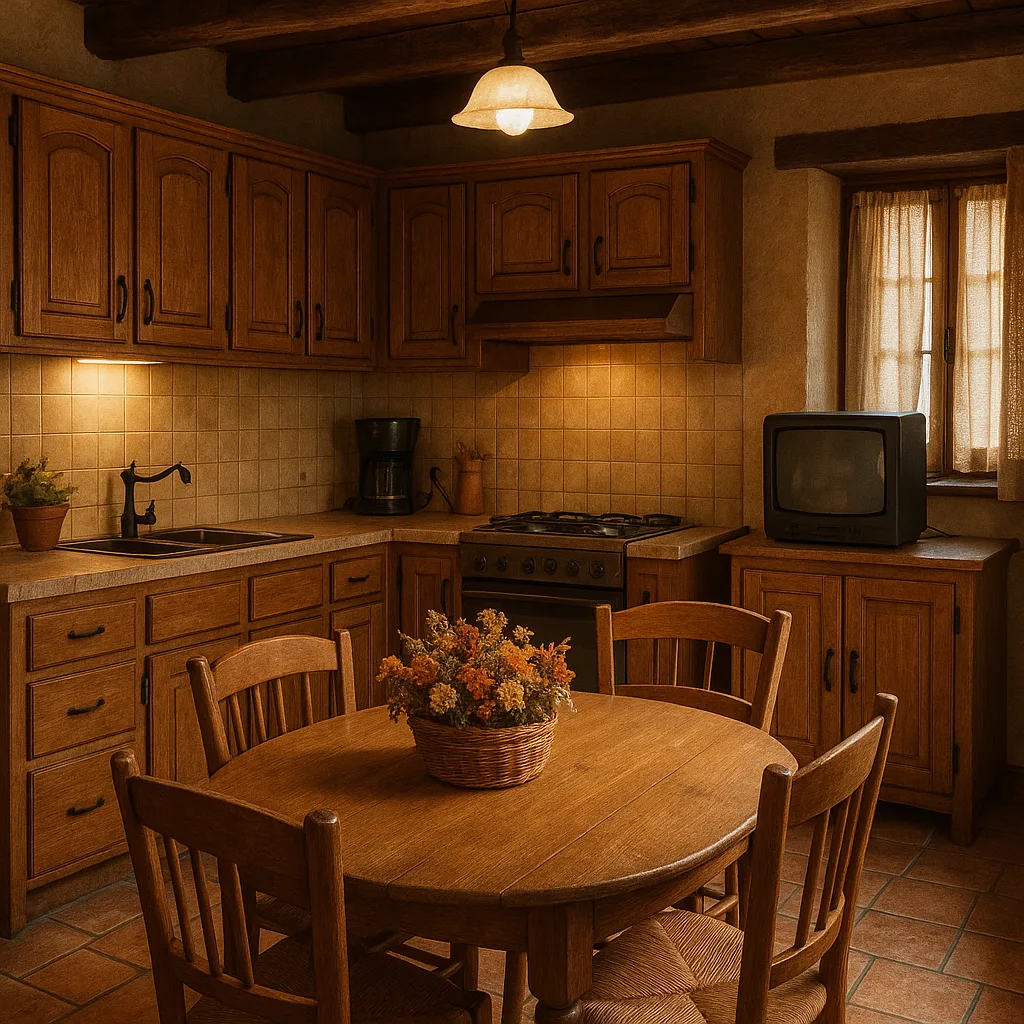 Cozy Kitchen Featuring Wooden Cabinets