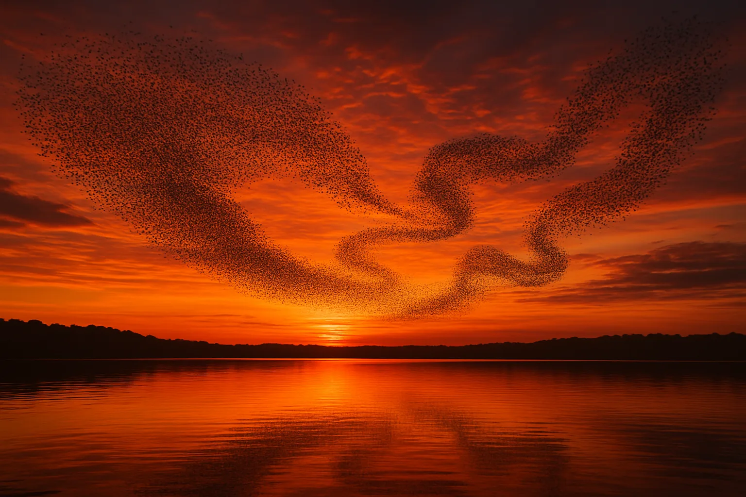 Vast Flock of Countless Tiny Birds Creates Dynamic Patterns