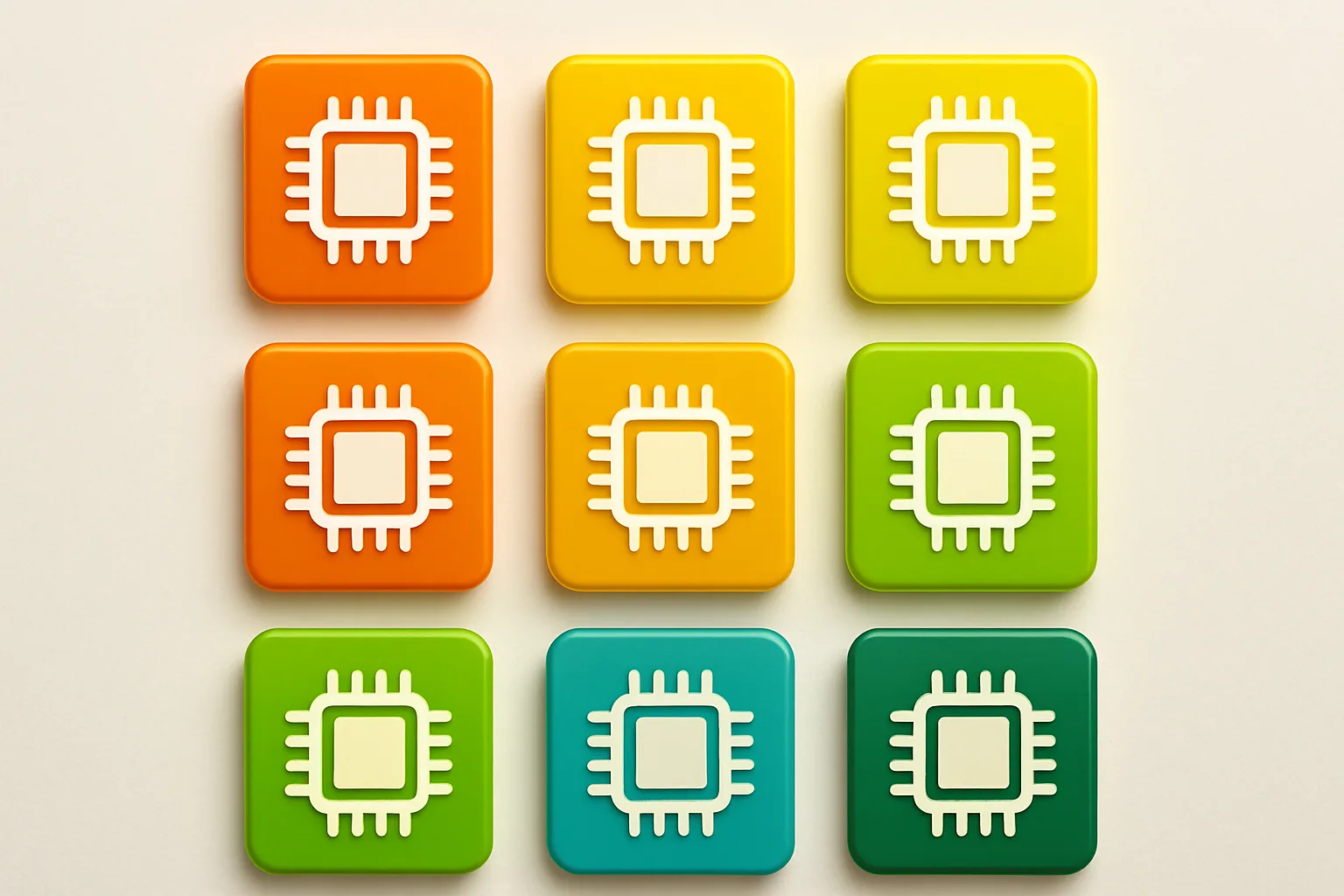 Nine Rectangular Badges Are Neatly Aligned in a Grid Formation