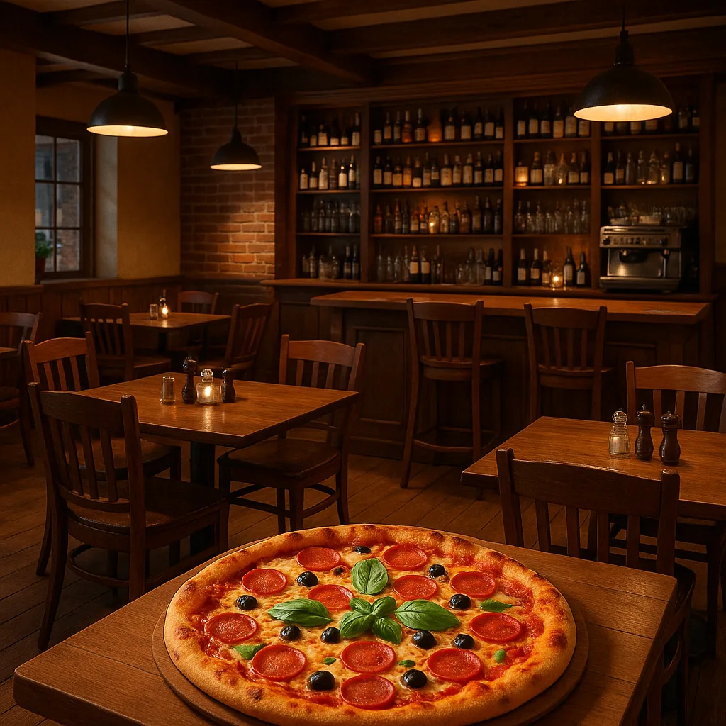 Cozy Restaurant Interior with Wooden Furniture
