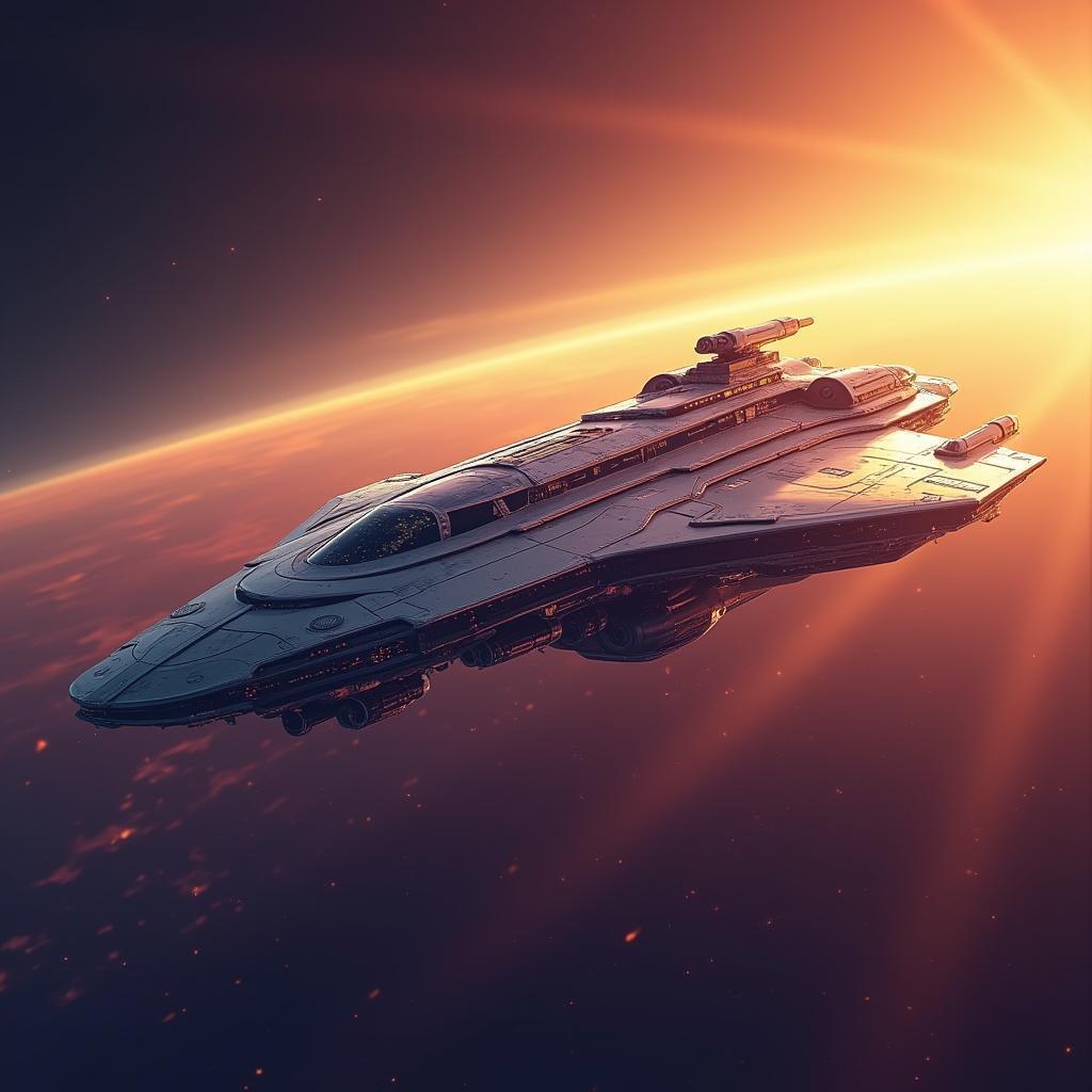 Sleek Vector Spaceship in Gradient Space