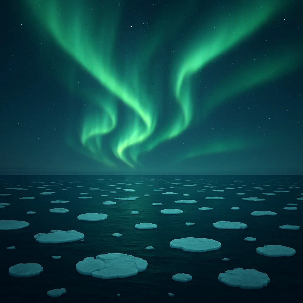 Numerous Tiny Ice Floes Drift Serenely on a Vast
