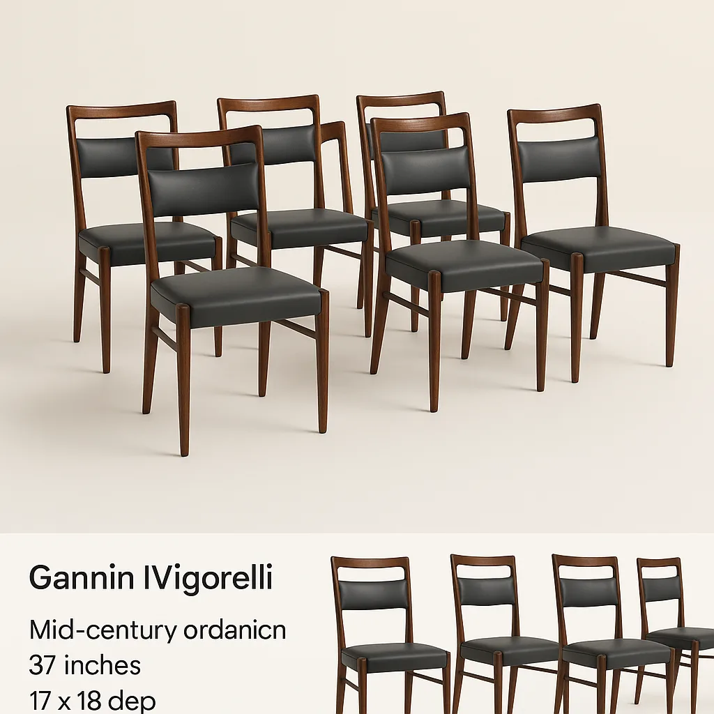 Collection of Eight Elegant Dining Chairs from the Mid-century Period
