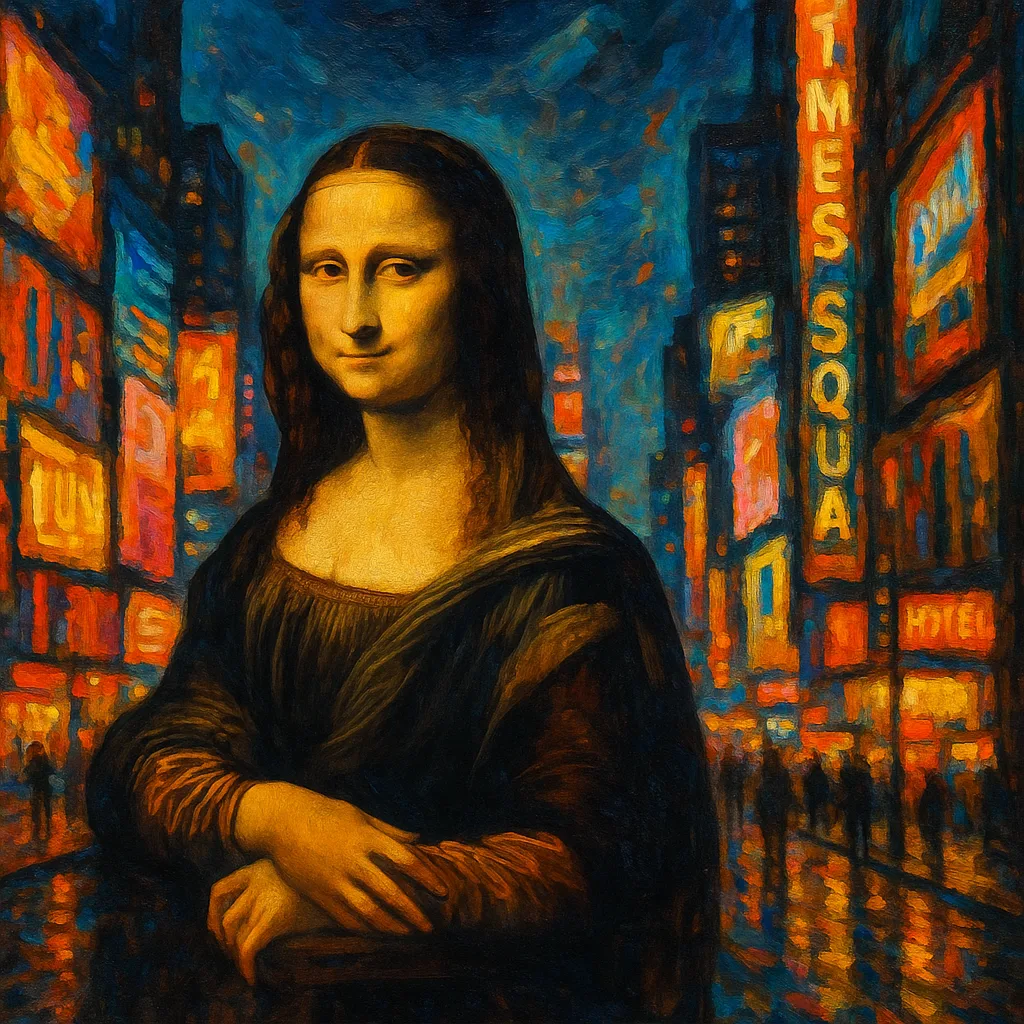 Mona Lisa Positioned in the Center of Times Square