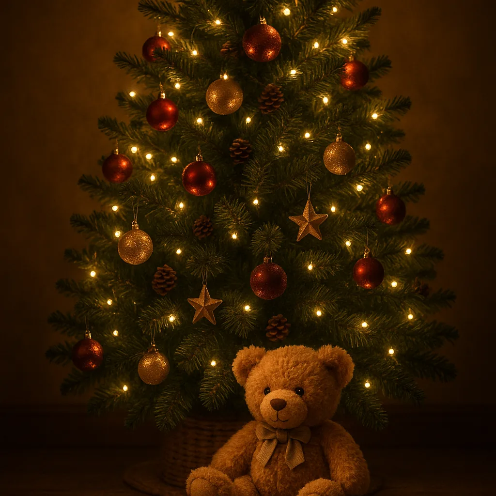 Christmas Tree Embellished with Twinkling Fairy Lights