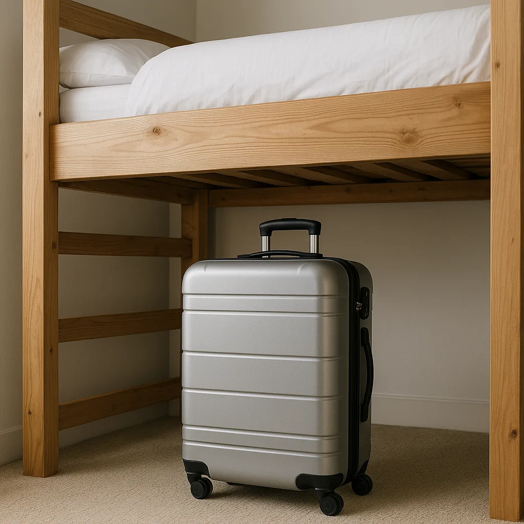 Picture Showing a Suitcase Positioned Beneath a Loft Bed