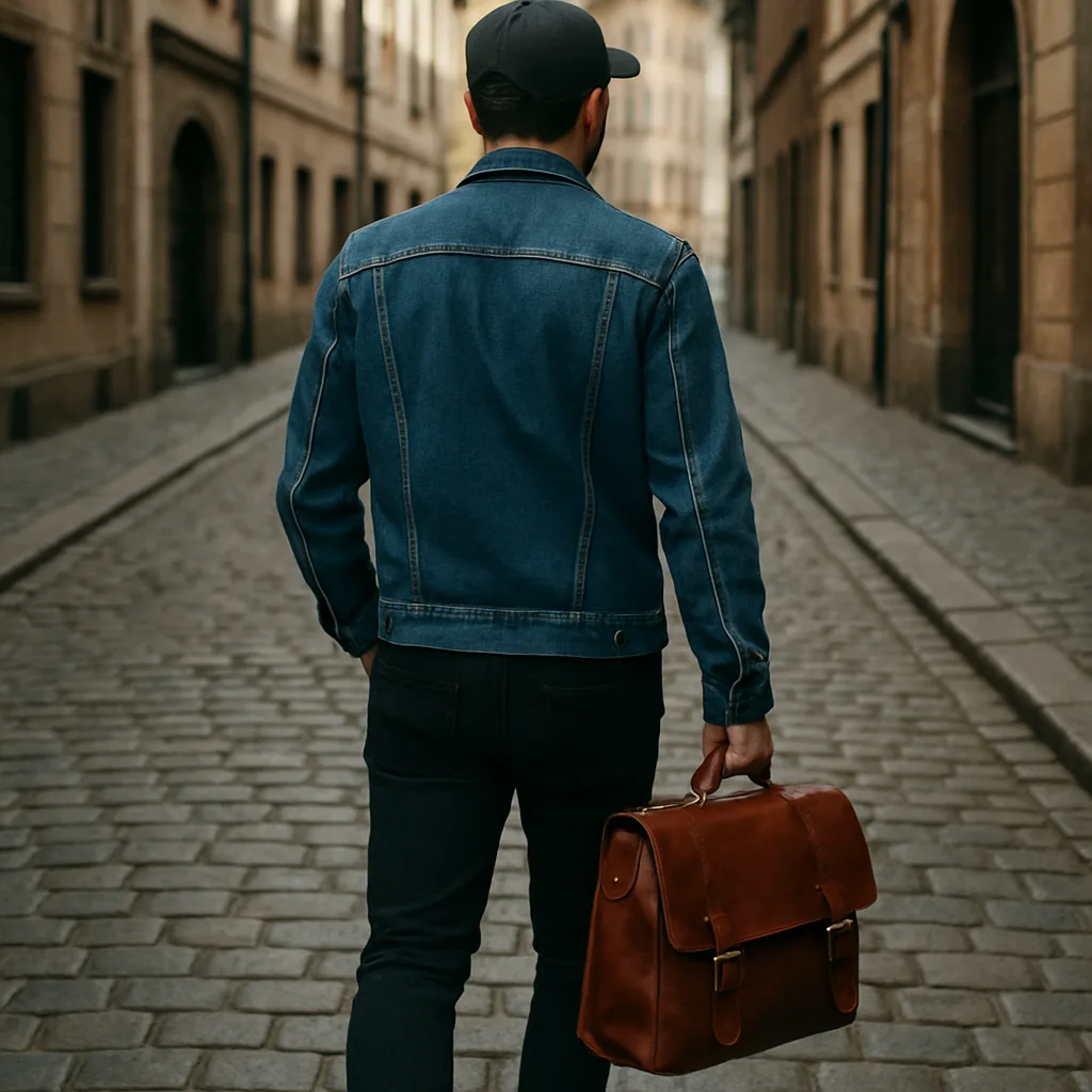 Person Wearing a Denim Jacket