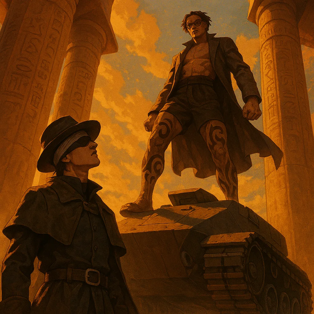Androgynous Figure in Archaic Attire Blending Medieval