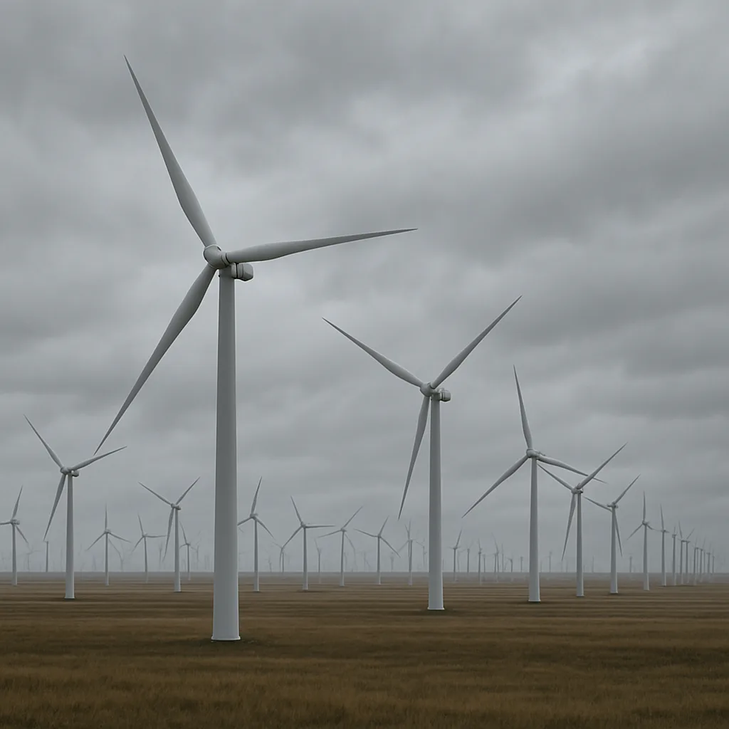 Vast Field of Countless Wind Turbines Stretches Towards the Horizon
